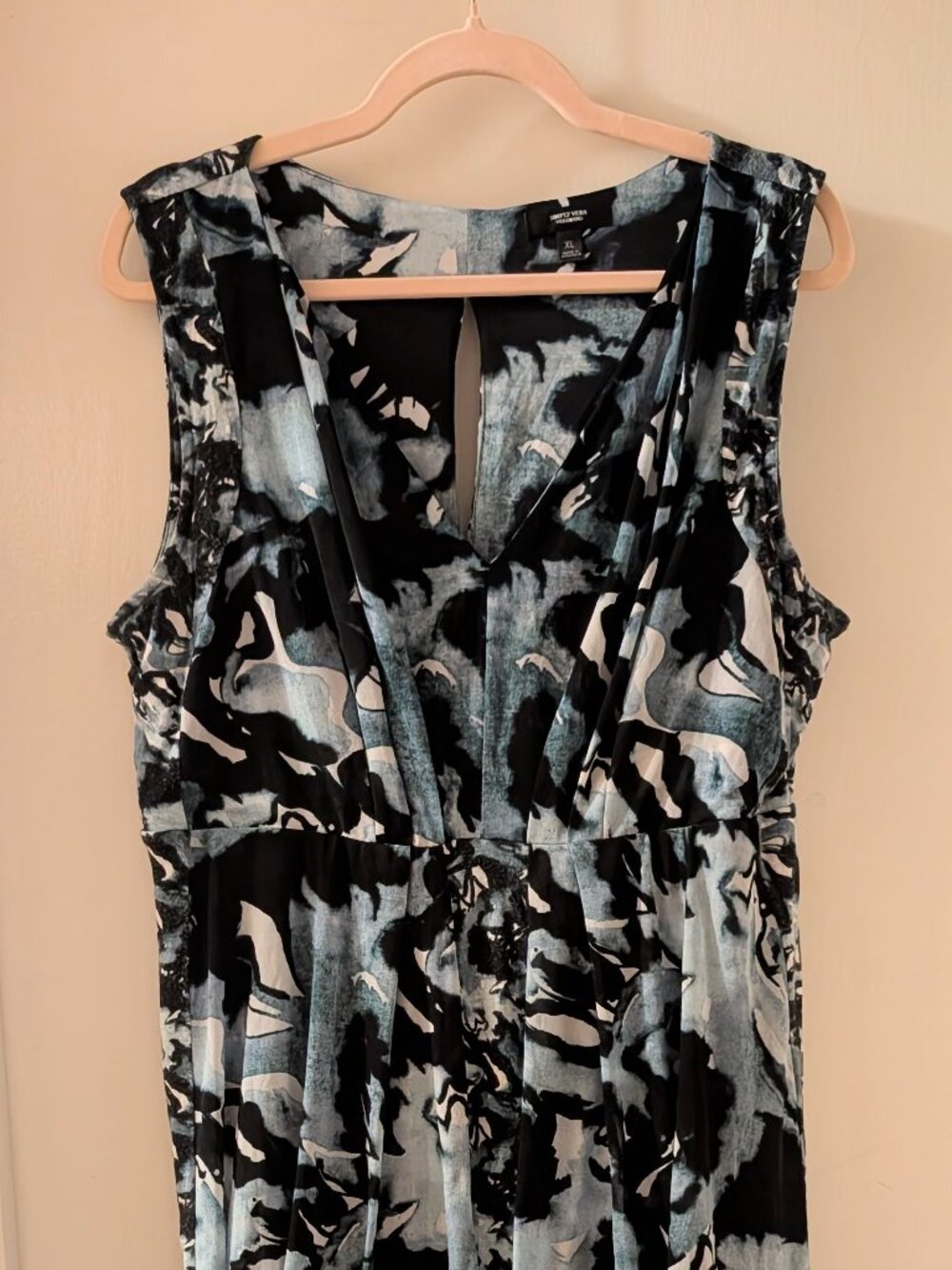 Simply Vera Wang Ink Swirl Sleeveless High Low Dress Stretchy Size XL